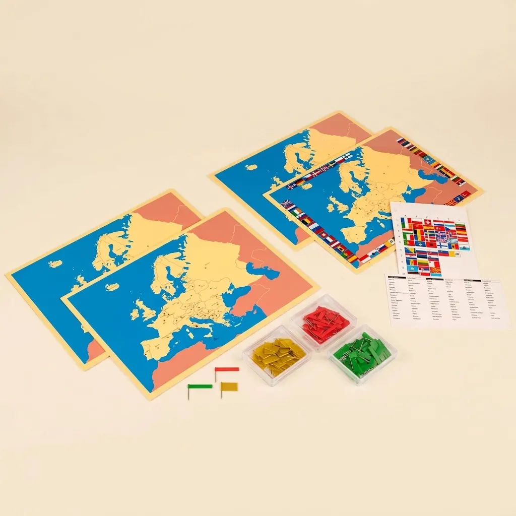 Štyri mapy Európy - Montessori Material | Faborino