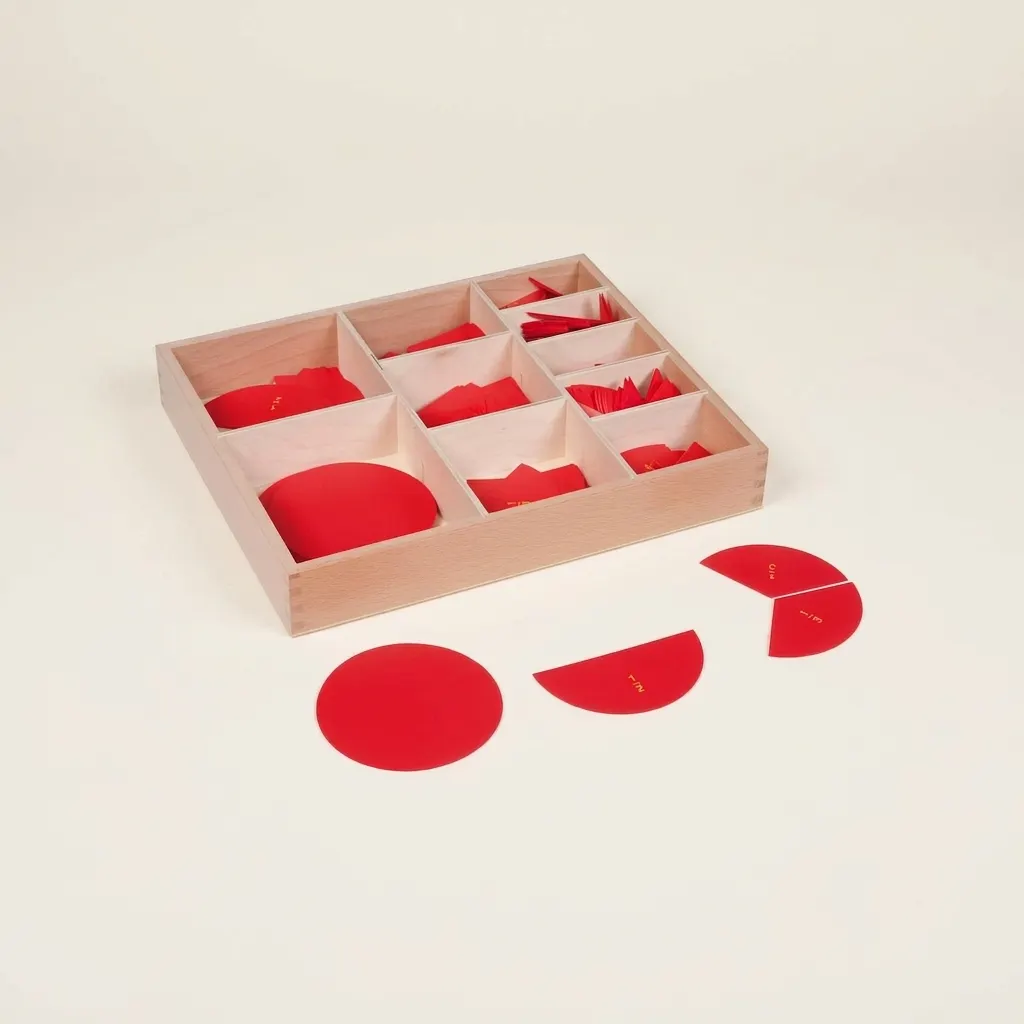 Vystřihované pojmenované zlomkové kruhy - Montessori Material | Faborino