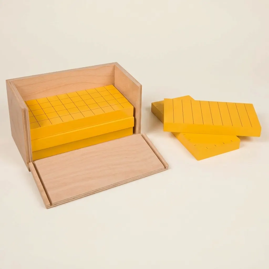 Päť žltých hranolčekov: Sada na geometrické skúmanie s mrežkami - Montessori Material | Faborino