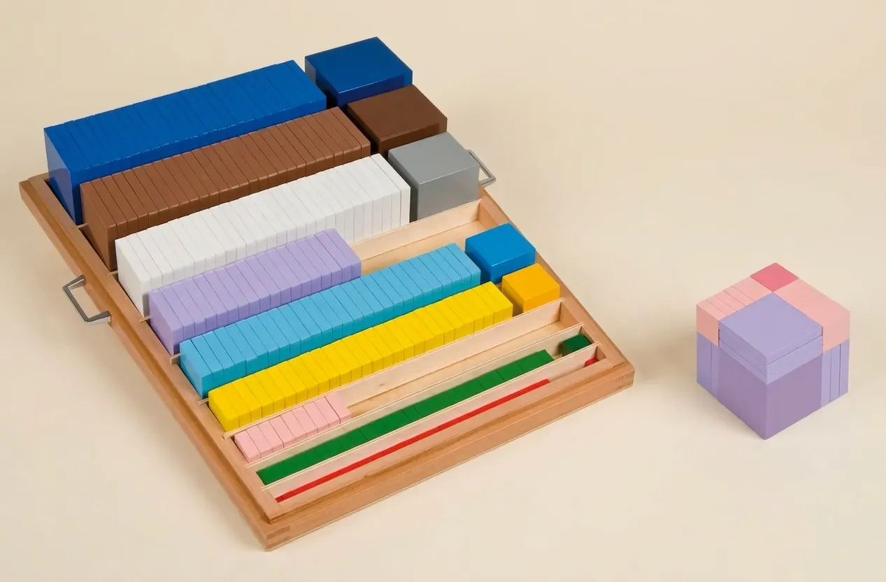 Materiál na umocňovanie na tretiu - Montessori Material | Faborino