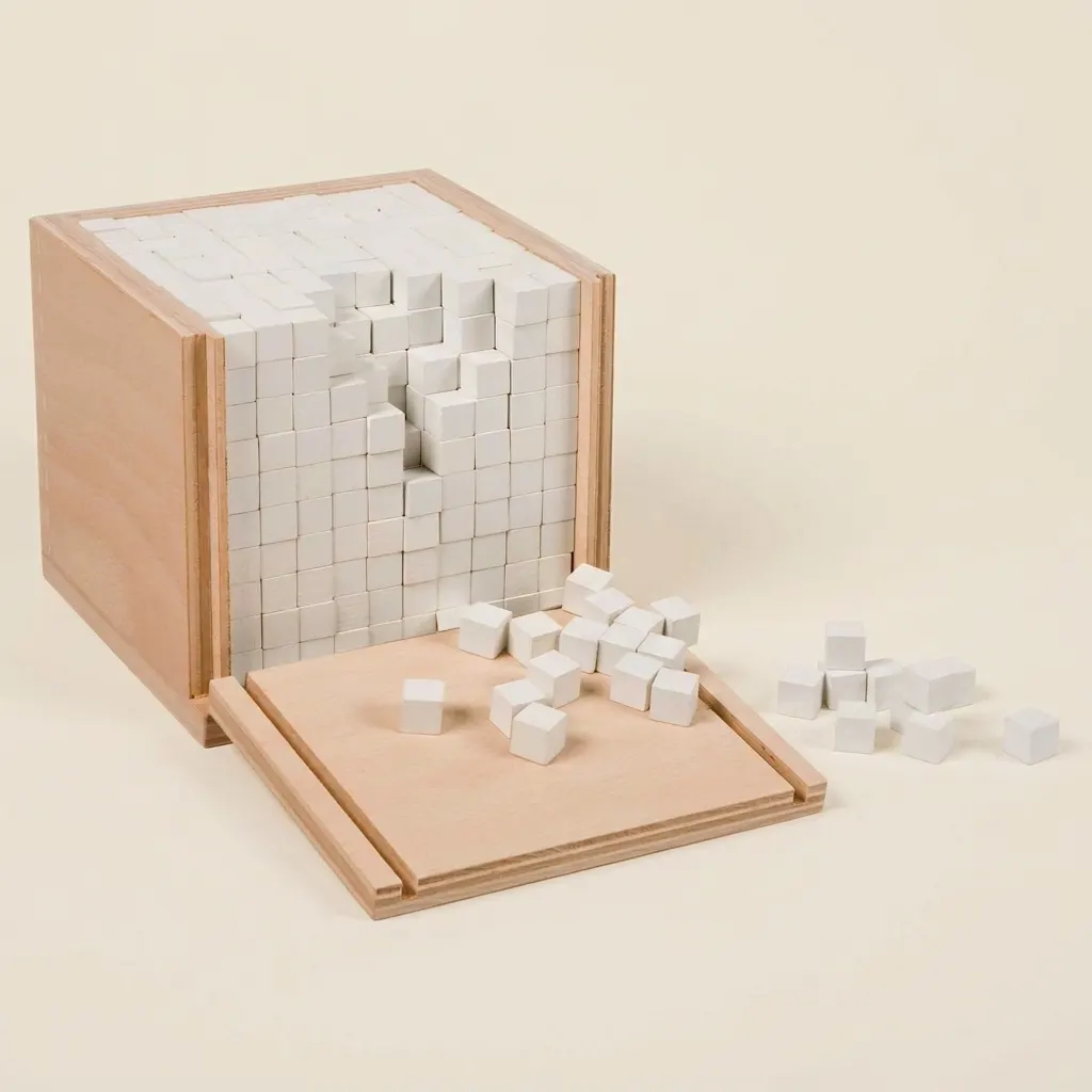 Box objemu: 1000 jednotkových kociek s posuvnou zásuvkou - Montessori Material | Faborino