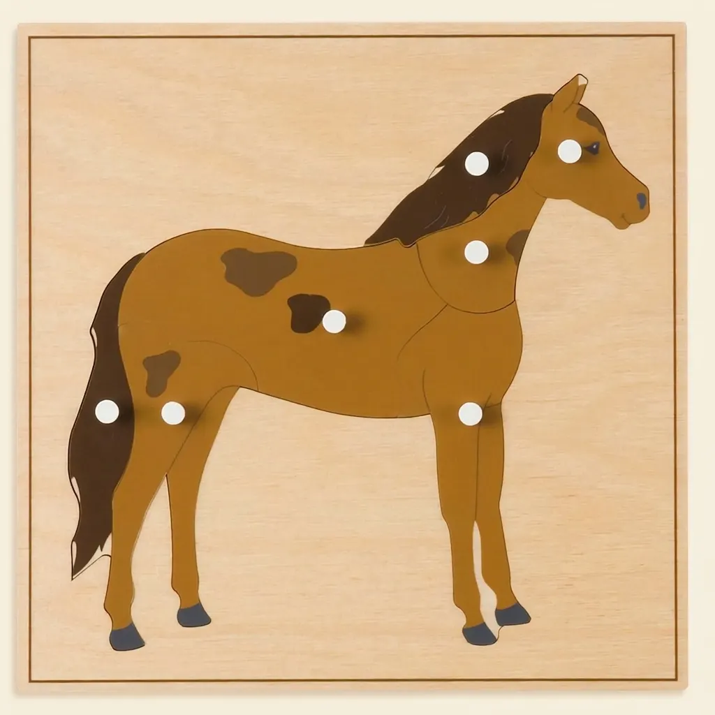 Puzzle zvieratko: Kôň - Montessori Material | Faborino