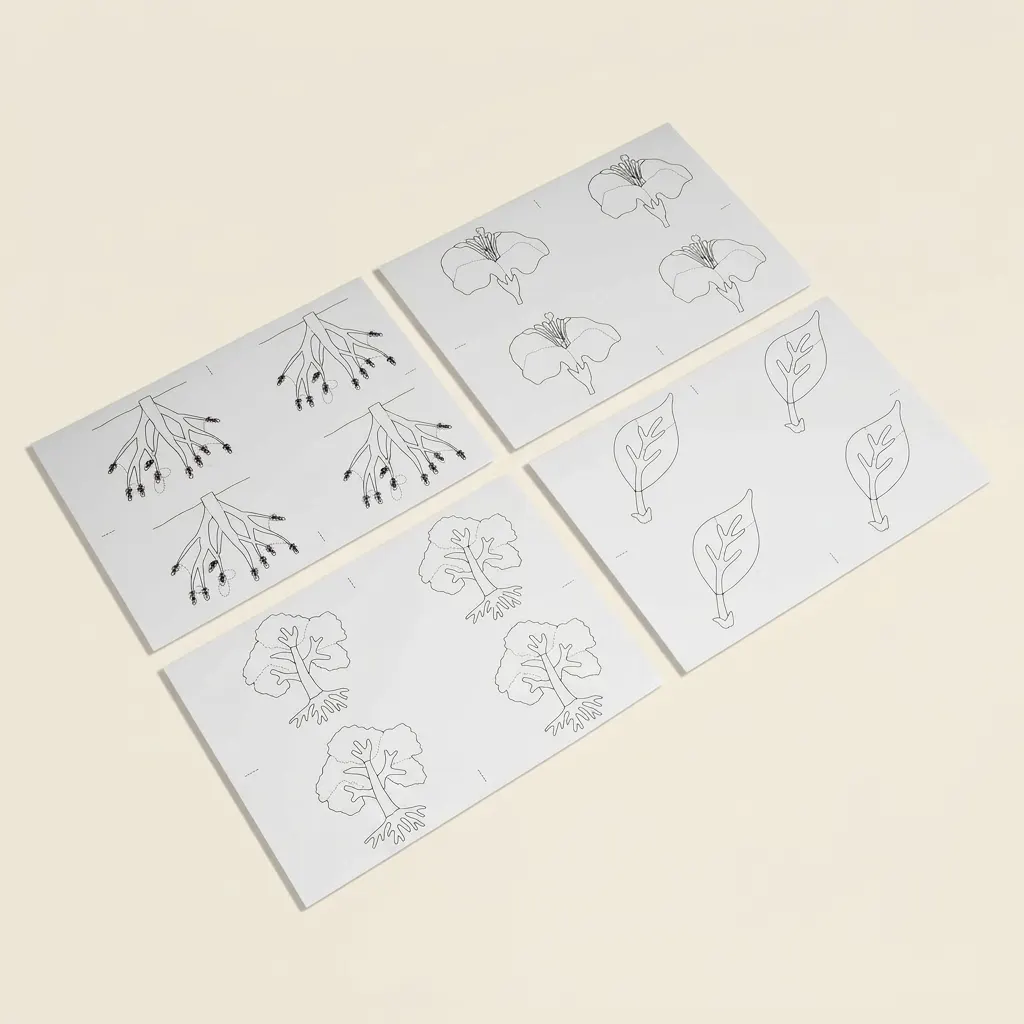 Botanické skladačky: predlohy na kopírovanie - Montessori Material | Faborino