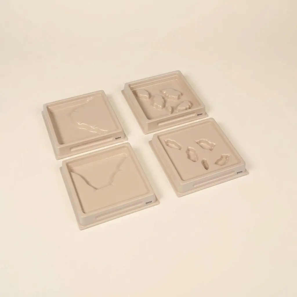 Podnosy foriem zeme a vody: Sada 2 - Montessori Material | Faborino