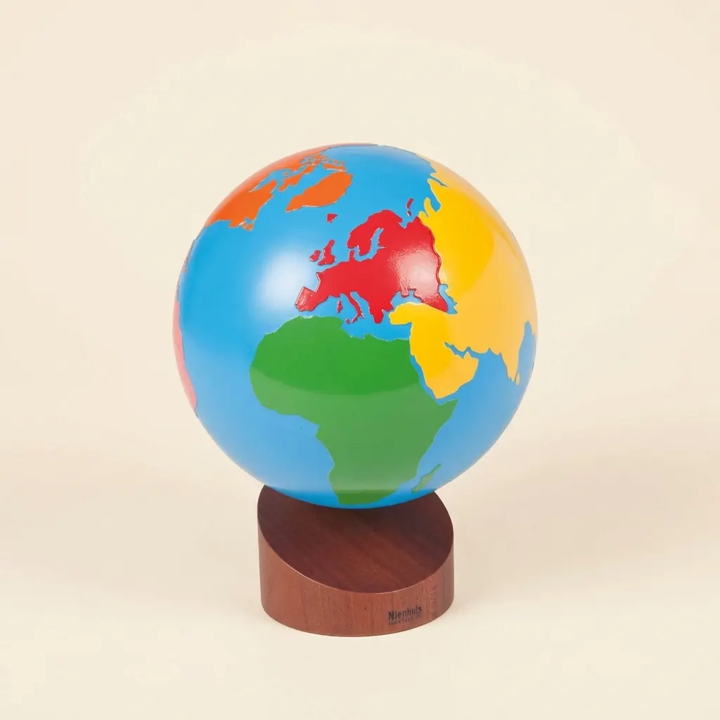 Glóbus kontinentov: farebný úvod do geografie - Montessori Material | Faborino