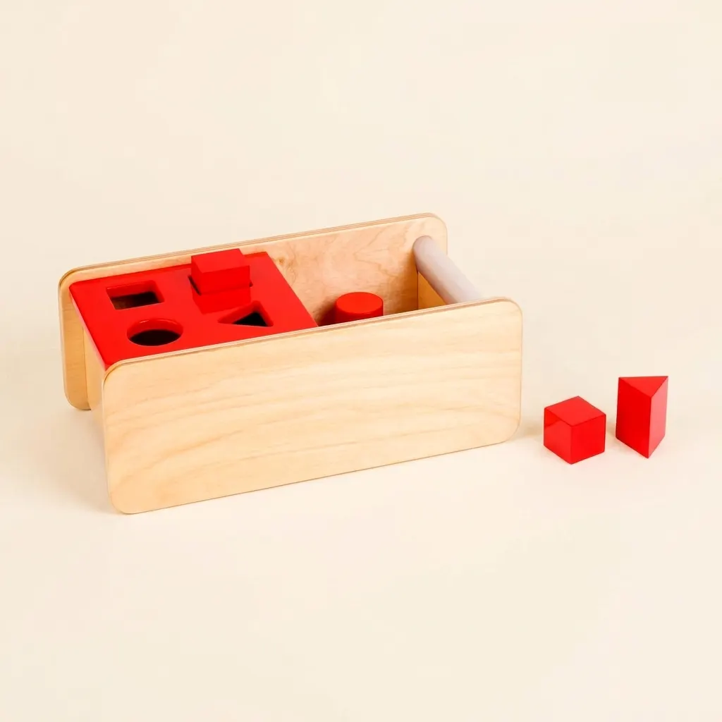 Imbucare krabička: sklápací vrchnák so 4 tvarmi pre bábätká - Montessori Material | Faborino