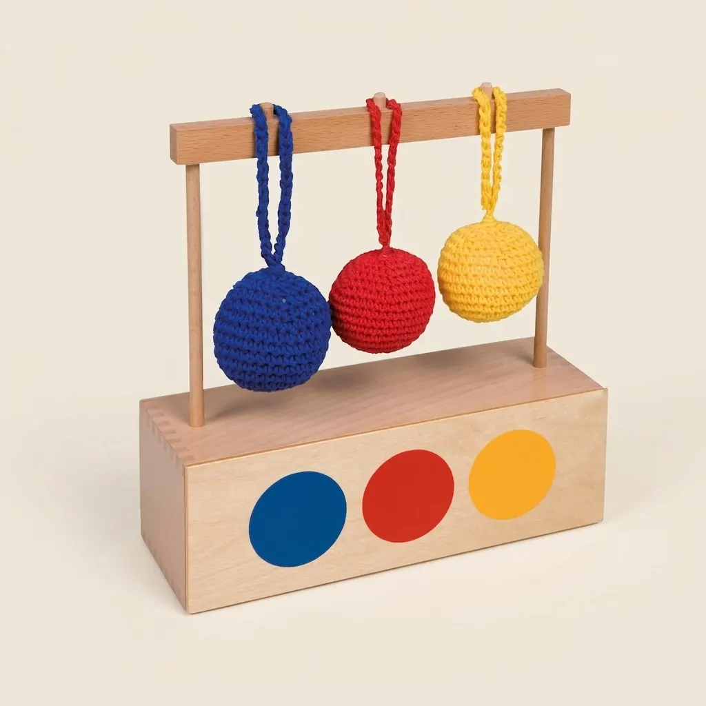 Imbucare krabička: 3 farebné pletené loptičky na tvarovanie - Montessori Material | Faborino