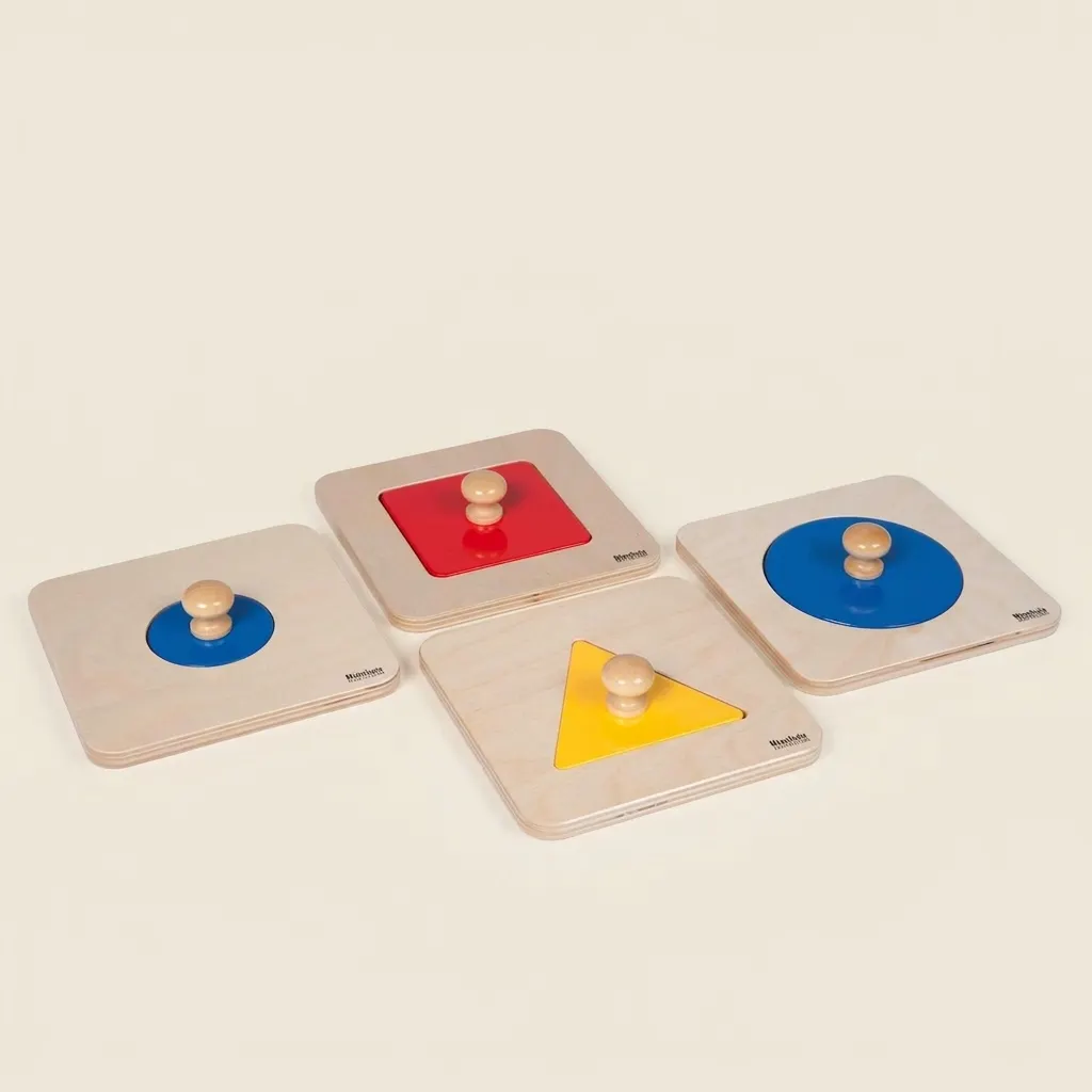 Sada puzzle s jednotlivými tvarmi - Montessori Material | Faborino
