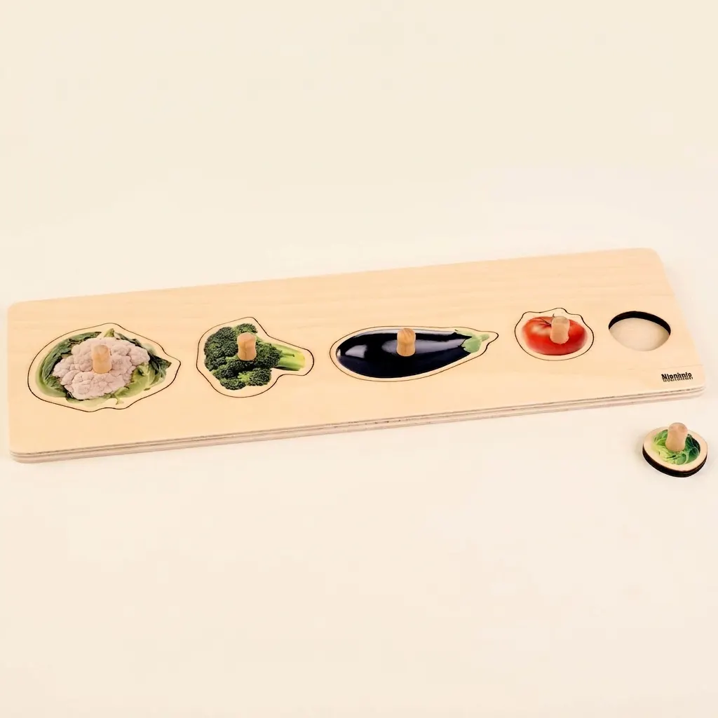 Skladačka pre najmenších: 5 druhov zeleniny - Montessori Material | Faborino
