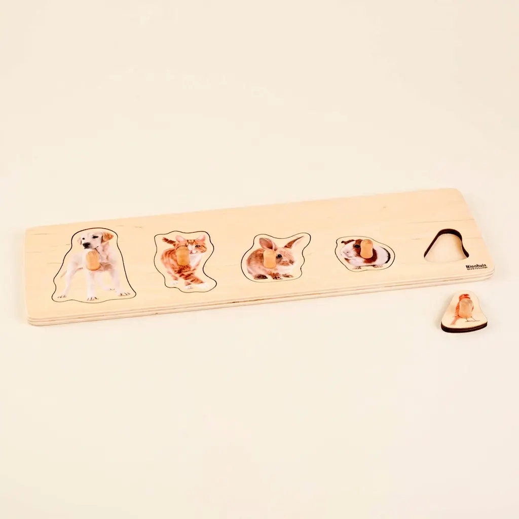 Puzzle pre najmenších: 5 domácich miláčikov - Montessori Material | Faborino
