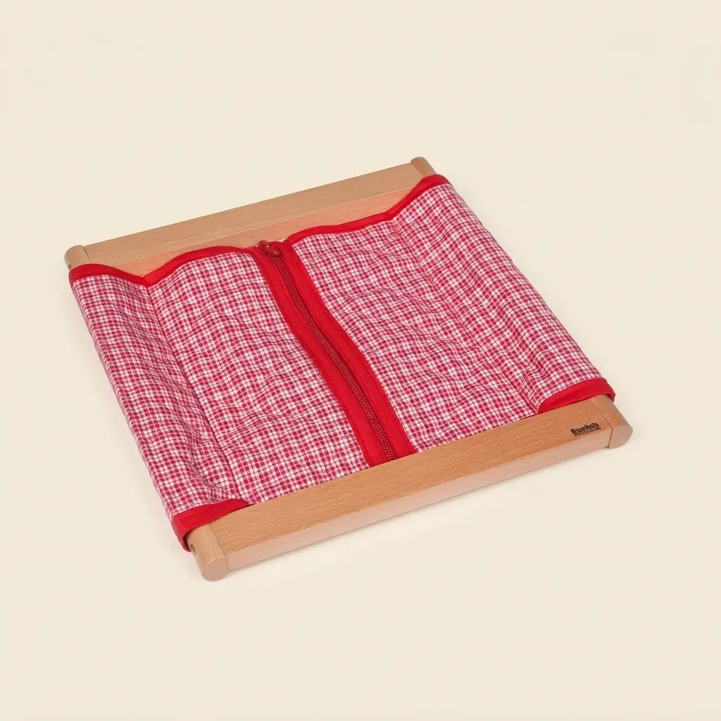 Rámček na obliekanie: veľký zips: pre bábätká a batoľatá - Montessori Material | Faborino