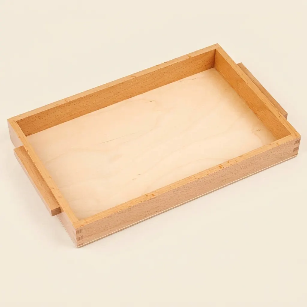 Malý drevený podnos s rúčkami - Montessori Material | Faborino
