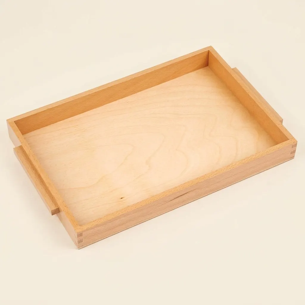 Stredný drevený podnos s rúčkami - Montessori Material | Faborino