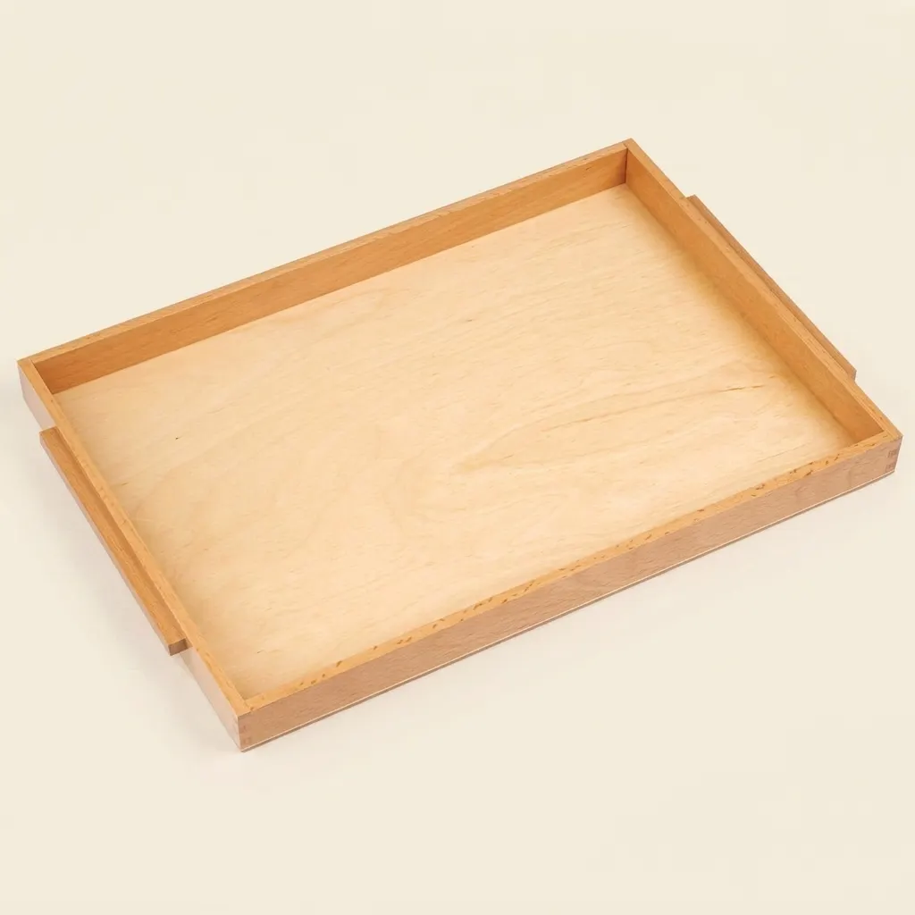 Veľký drevený podnos s rúčkami - Montessori Material | Faborino