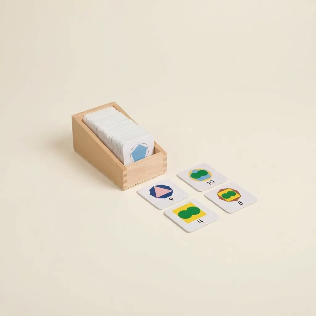 Box s číselnými kartami: malá čísla s geometrickými tvary - Montessori Material | Faborino