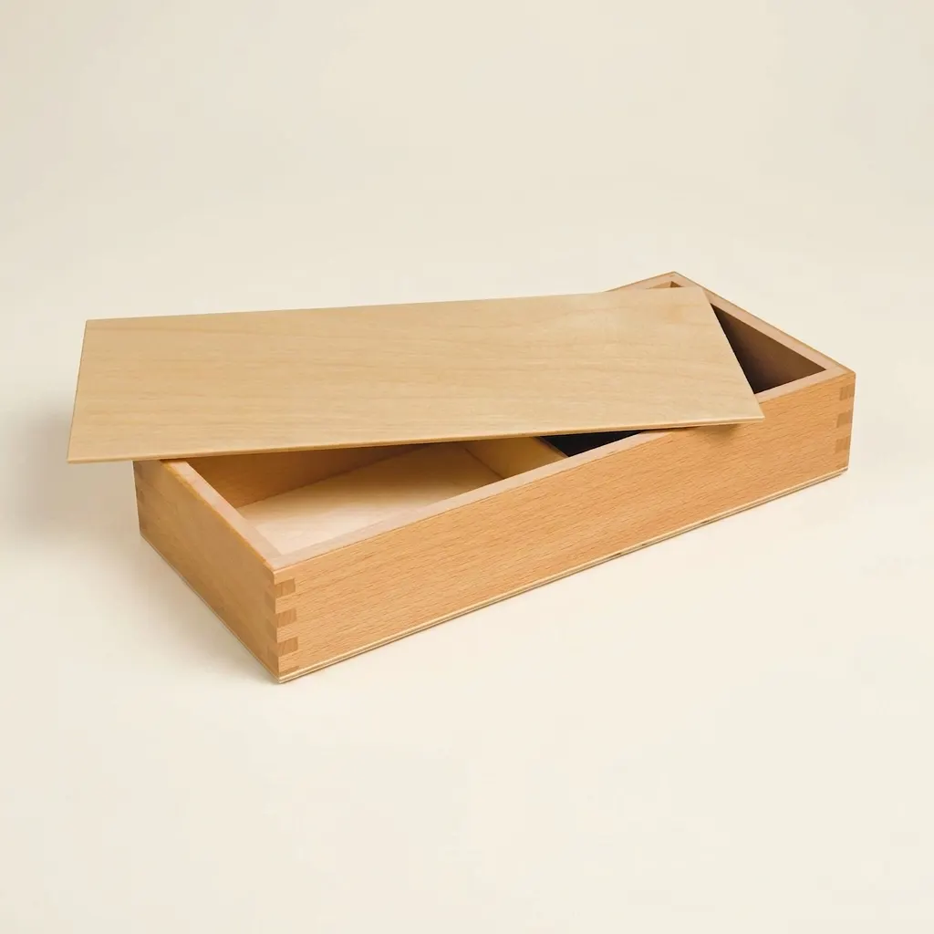 Krabice na Hodinová Razítka: Dřevěná s Posuvným Víkem - Montessori Material | Faborino