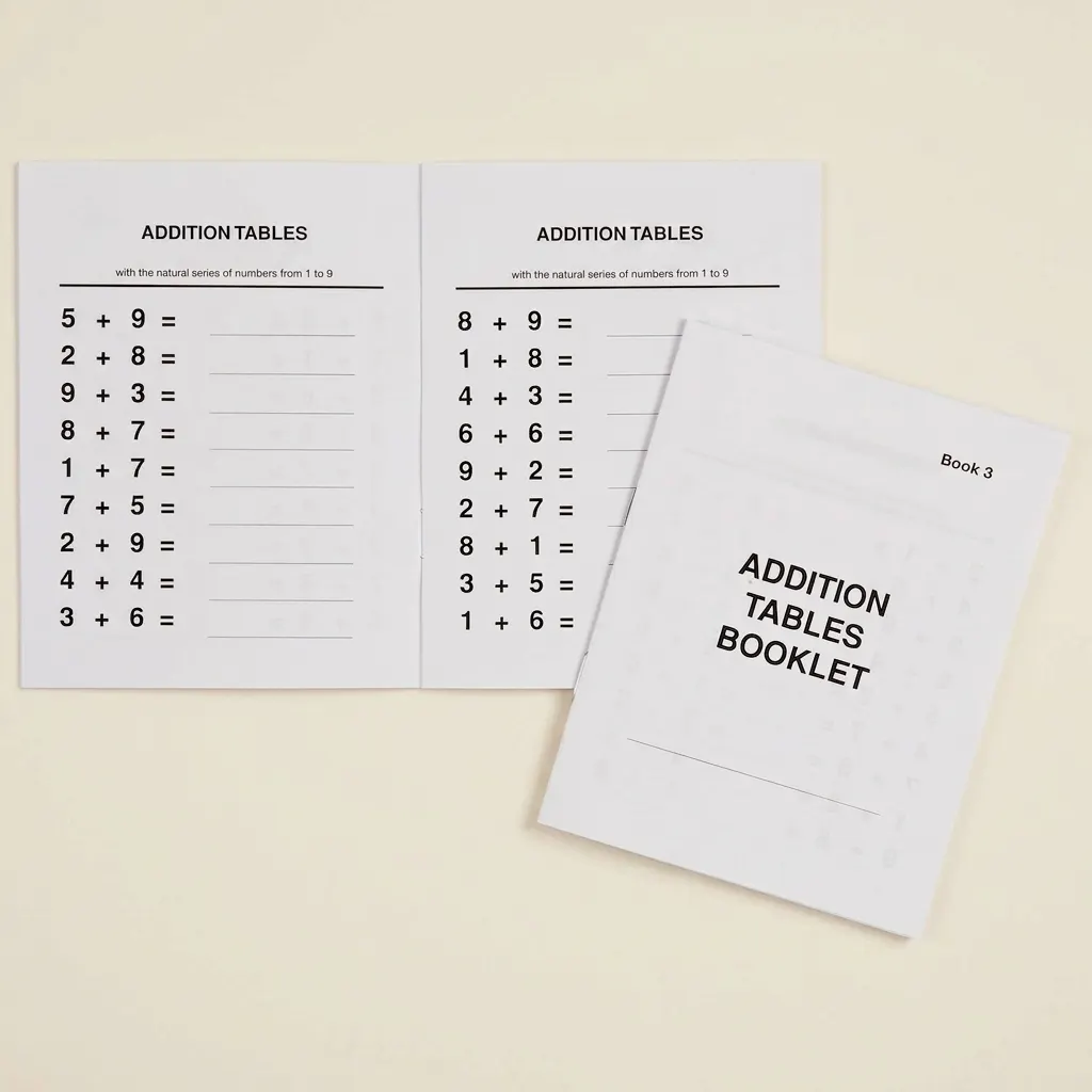 Sešit tabulek sčítání: 3 - Montessori Material | Faborino