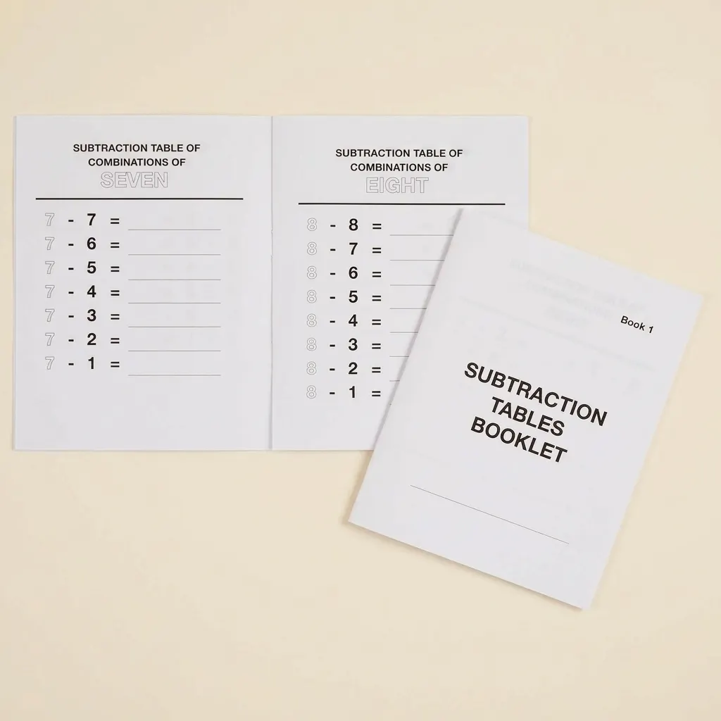 Sešit tabulek odčítání: 1 - Montessori Material | Faborino