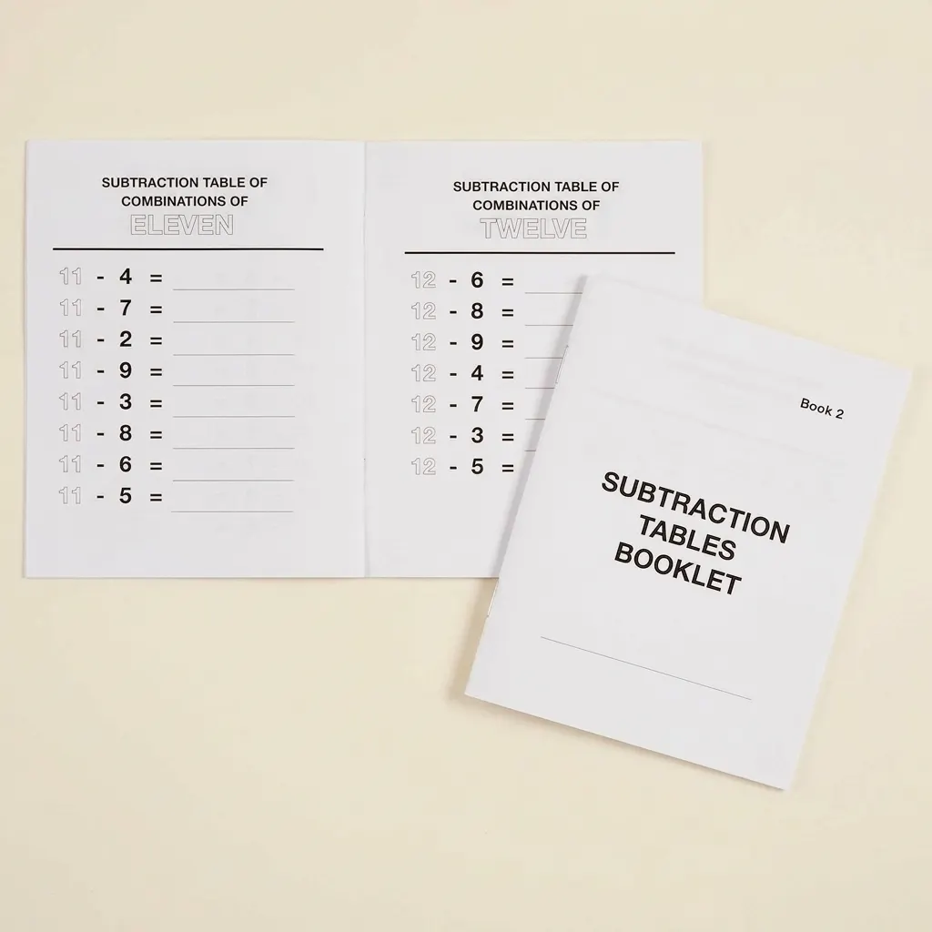 Sešit tabulek odčítání: 2 - Montessori Material | Faborino