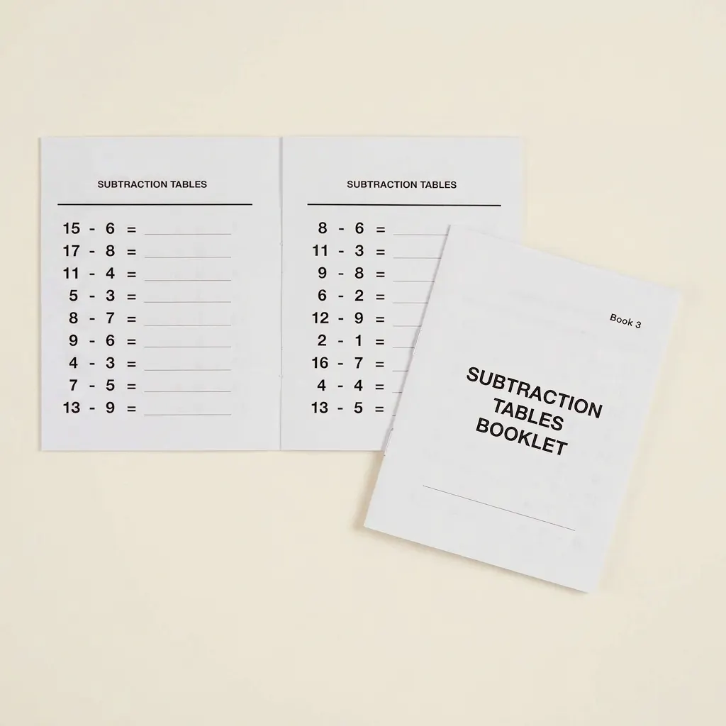 Sešit tabulek odčítání: 3 - Montessori Material | Faborino