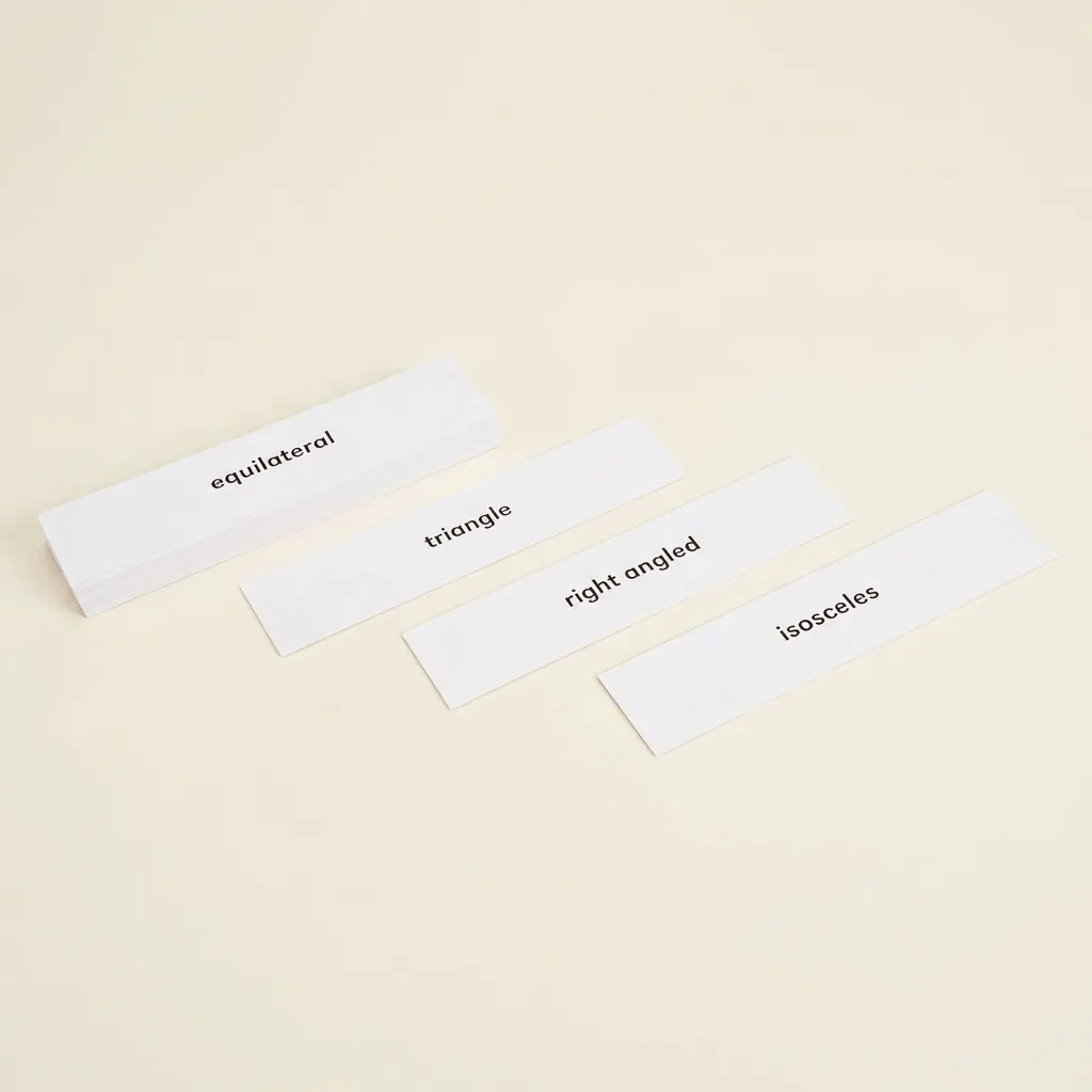 Pokročilé štítky trojúhelníků: Kartičky názvů pro geometrii - Montessori Material | Faborino