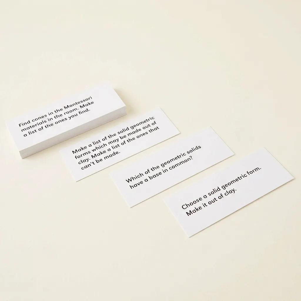 Instrukční karty pro geometrická tělesa: aktivity s 3D tvary - Montessori Material | Faborino