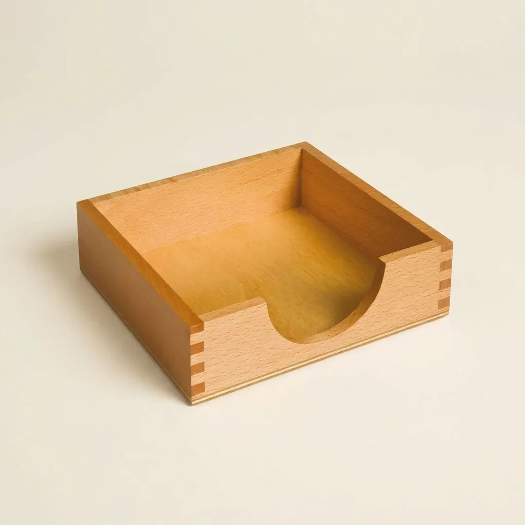 Box na papíry: 14×14cm dřevěný držák pro praktický život - Montessori Material | Faborino