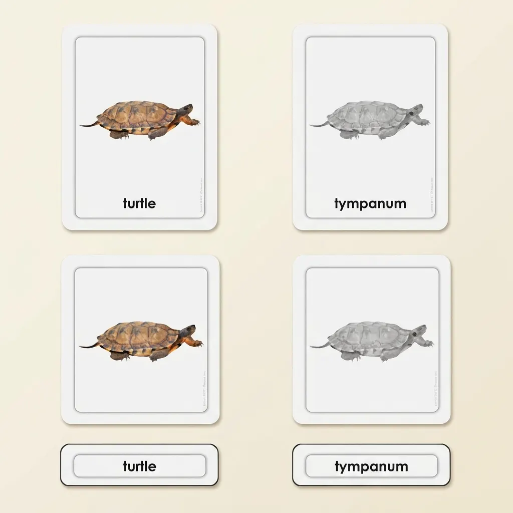 Časti korytnačky (plazy) - Montessori Material | Faborino