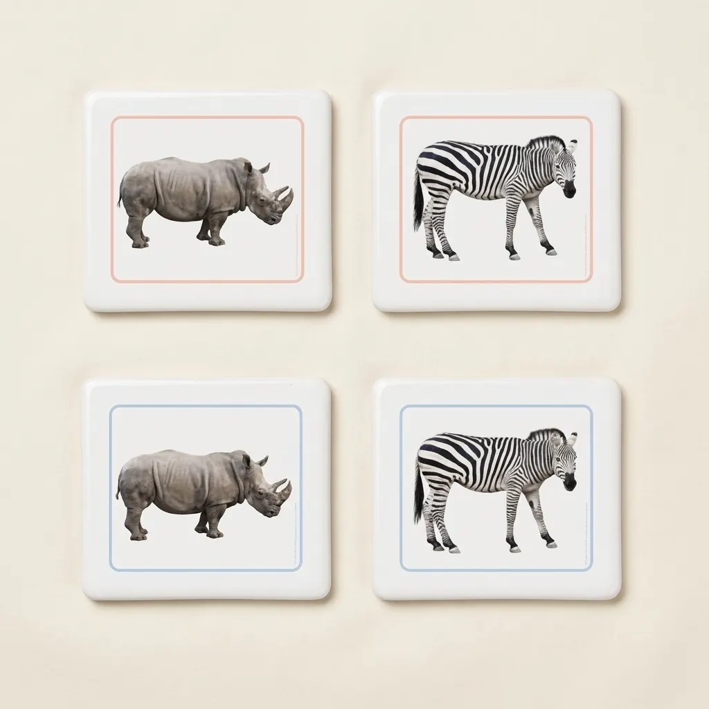 Priraďovacie karty afrických zvierat (španielsky) - Montessori Material | Faborino