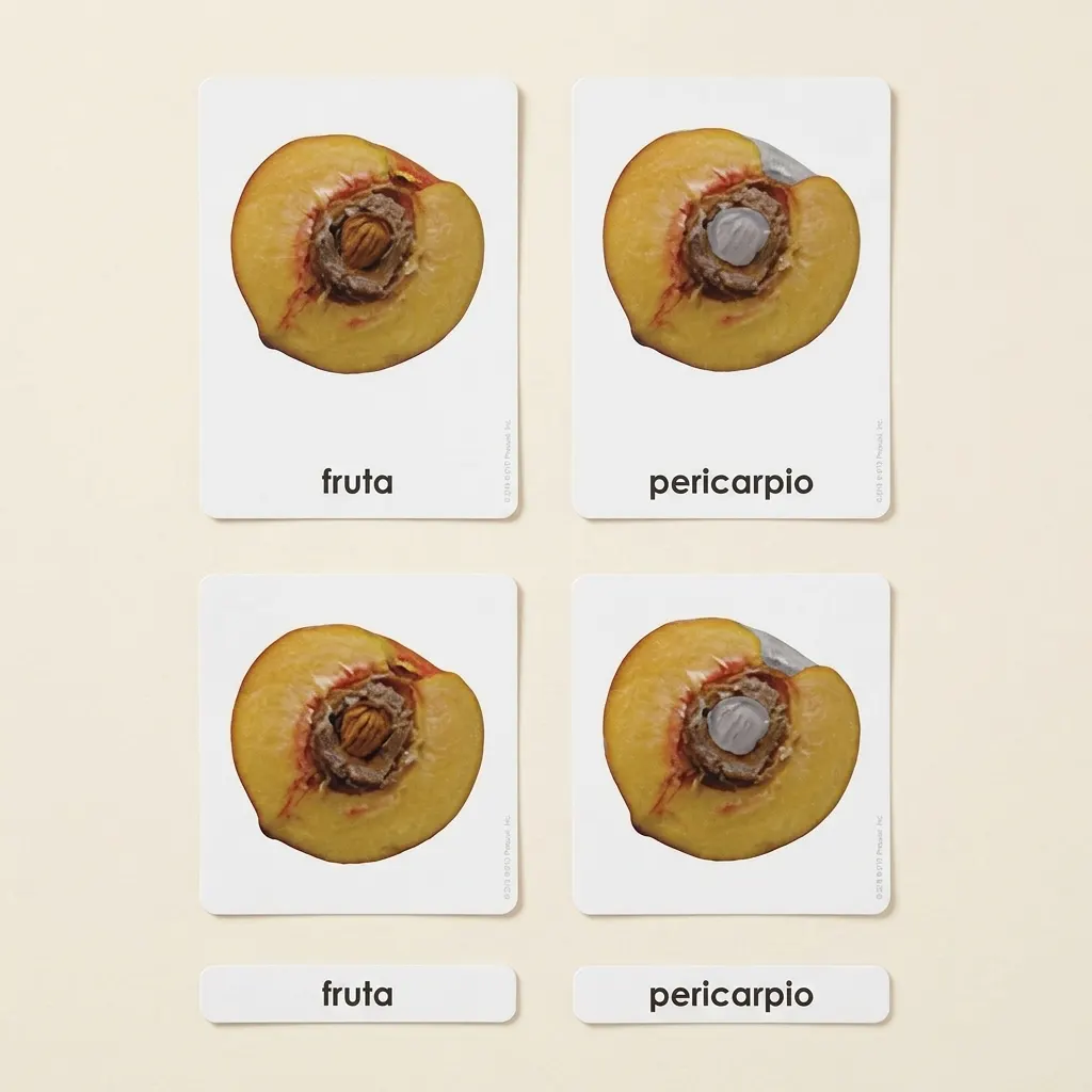Časti plodu (španielsky) - Montessori Material | Faborino