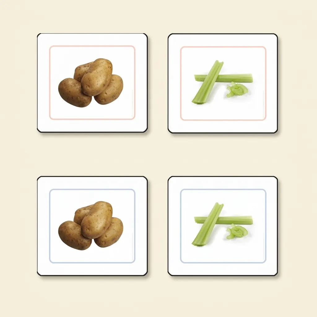 Pracovné karty na priraďovanie zeleniny (španielsky) - Montessori Material | Faborino