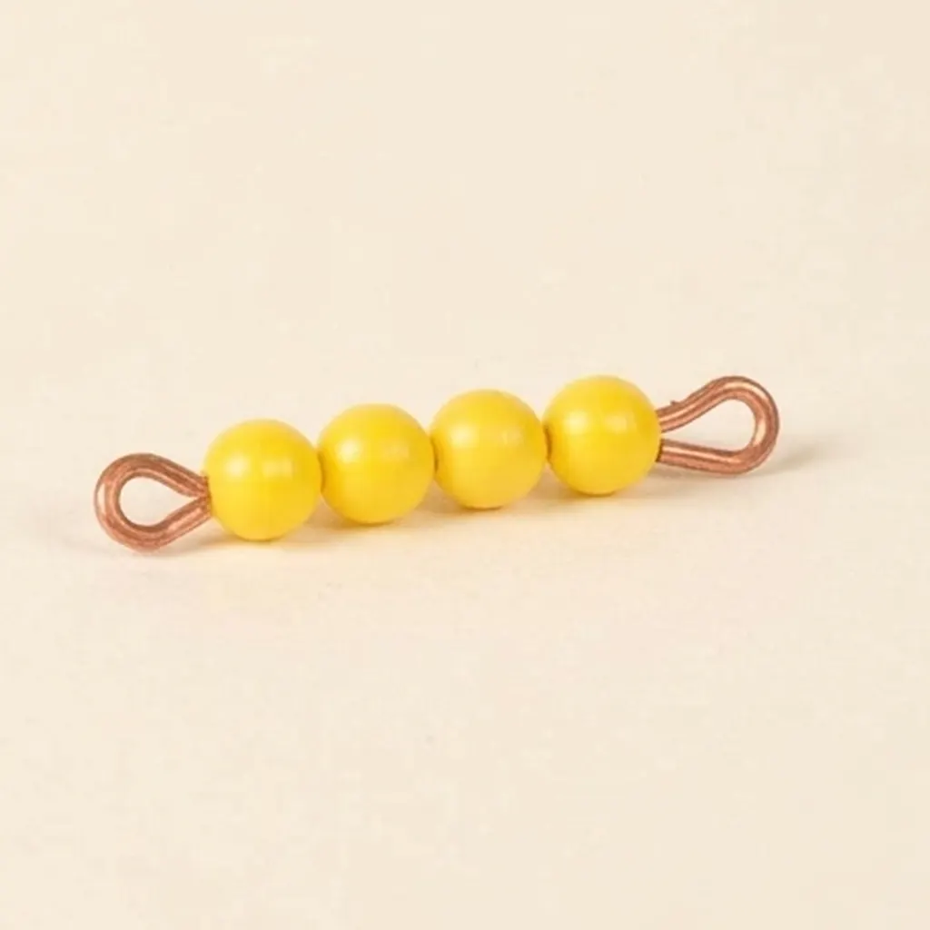 Einzelner Nylonperlenstab der 4: Gelb: Montessori Material | Faborino