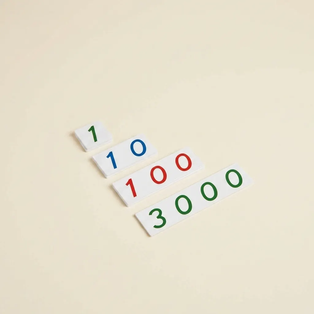 Kleine Zahlenkarten 1-3000: Kunststoff (Nienhuis): Montessori Material | Faborino