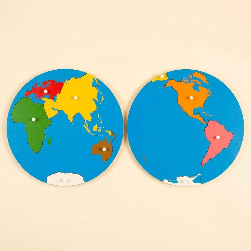 Puzzle mapa: Časti sveta: Pohľad na Áziu: Montessori pomôcka | Faborino