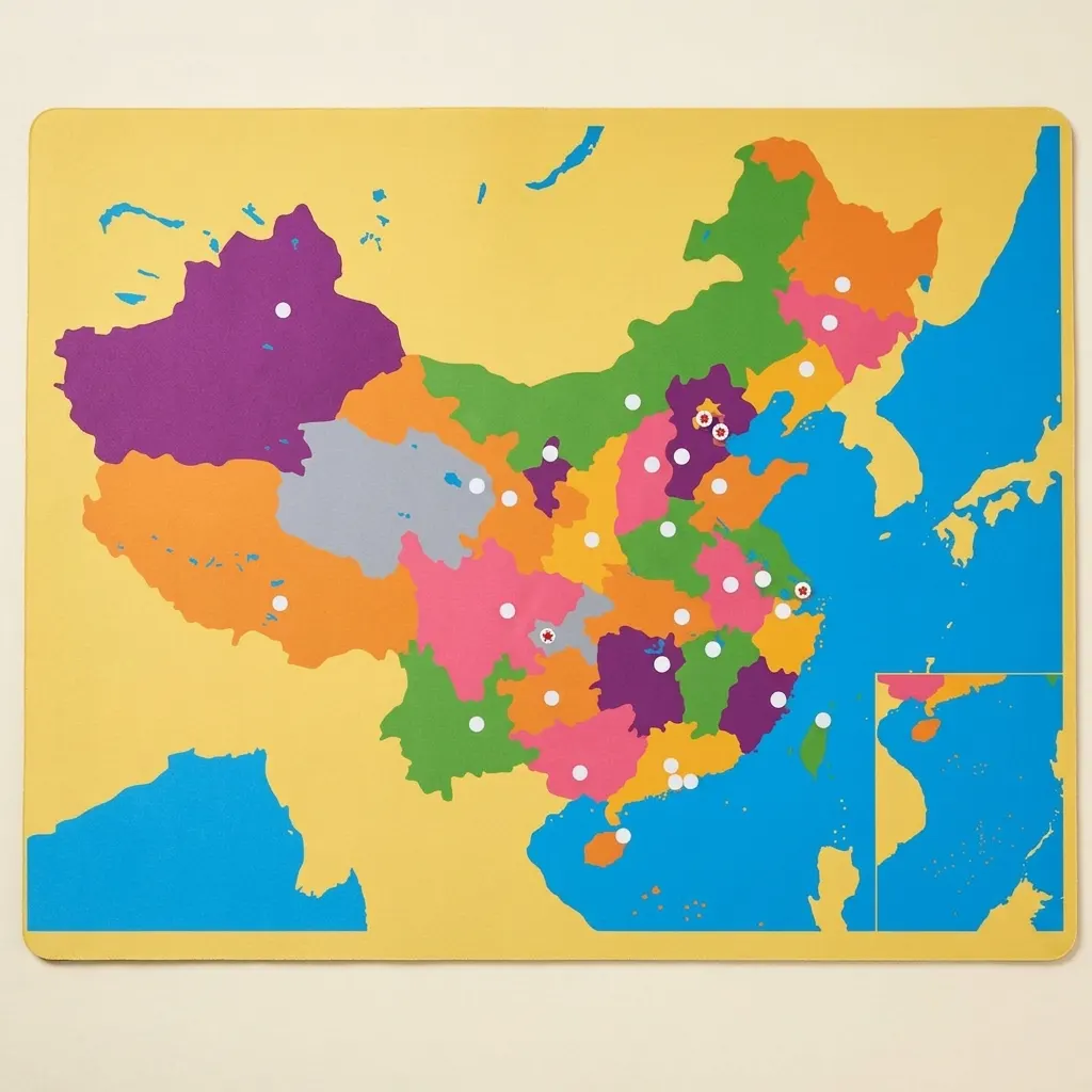 Puzzle mapa: Čína: Montessori pomôcka | Faborino