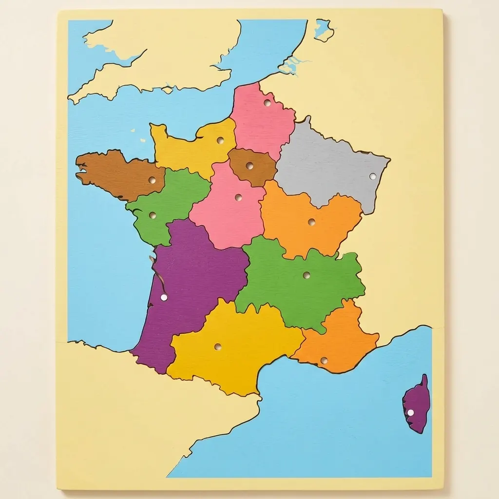 Puzzle mapa: Francúzsko: Montessori pomôcka | Faborino
