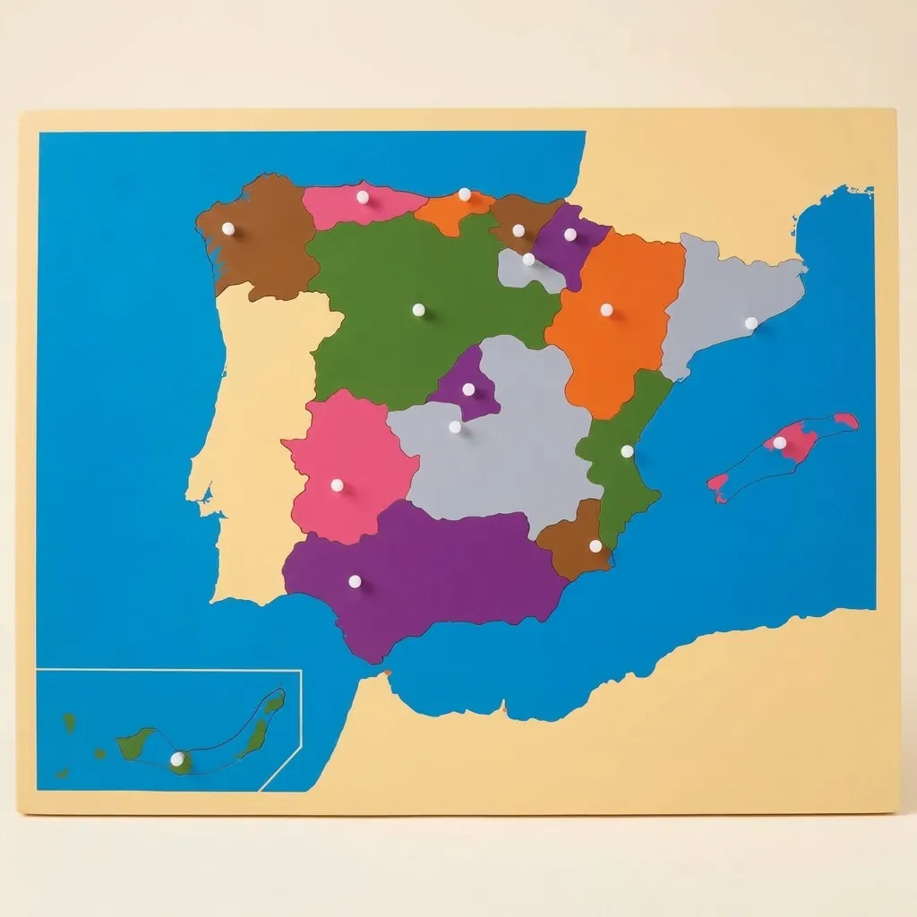 Puzzle mapa: Španielsko: Montessori pomôcka | Faborino
