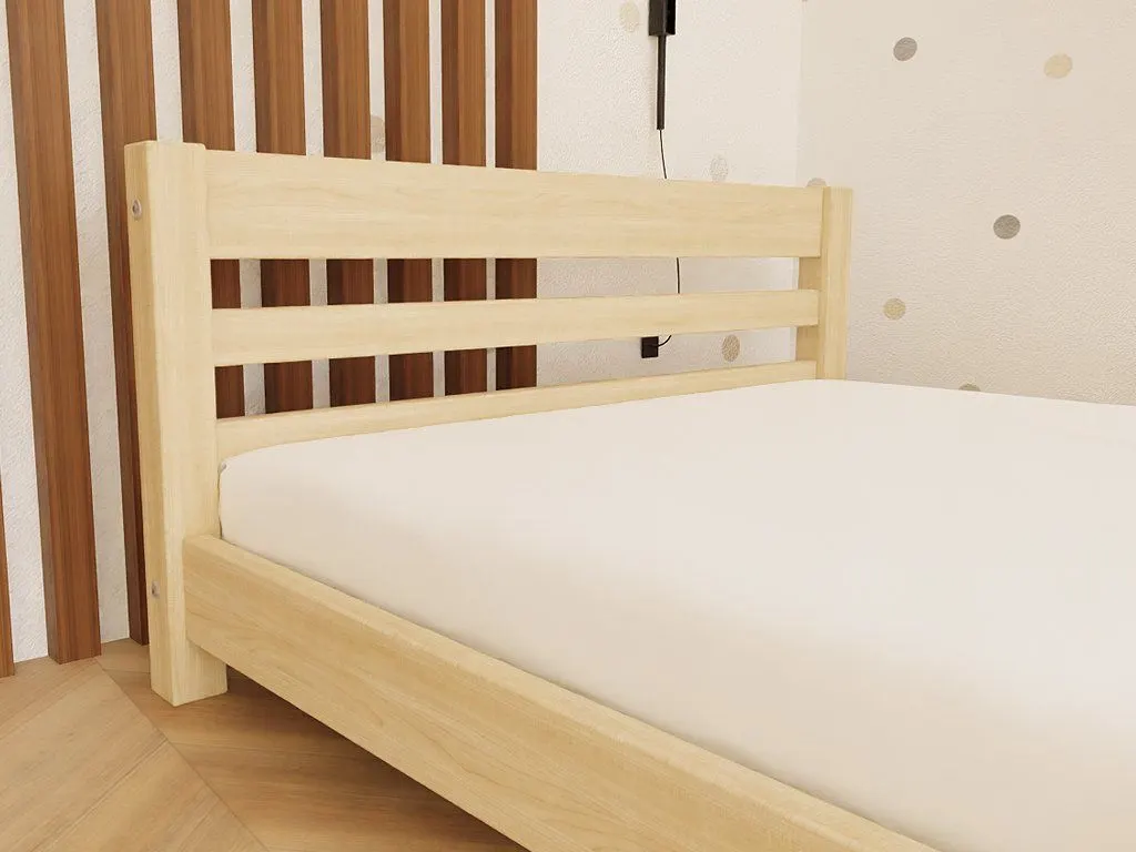 Low children's single bed TULY with headboard, unvarnished, 90x200 cm: maker's photo 2