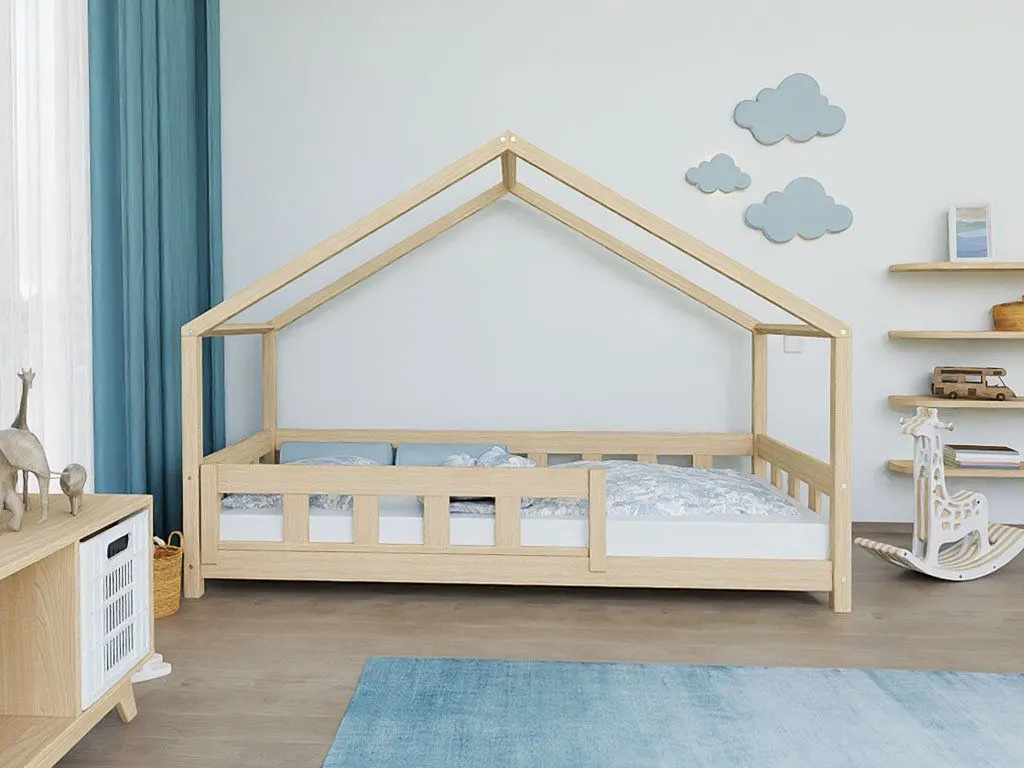 House bed PLOTTY with front panel and front safety rail, unvarnished, 90x200 cm: maker's photo 2