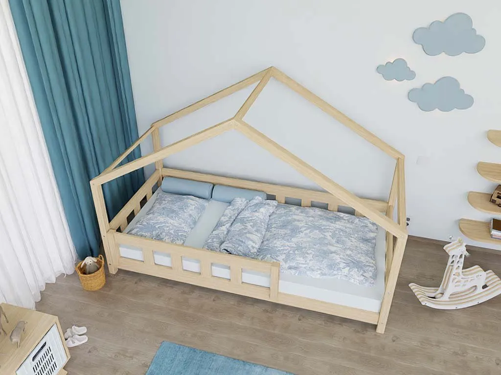 House bed PLOTTY with front panel and front safety rail, unvarnished, 90x200 cm: maker's photo 3