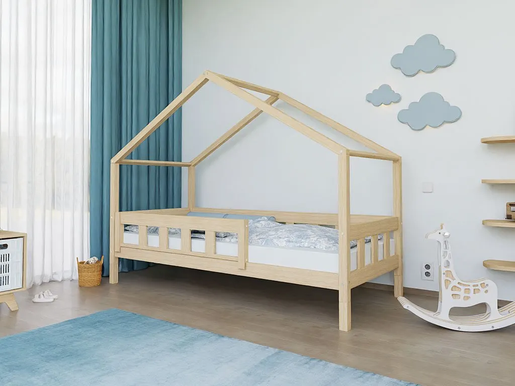 House bed PLOTTY with front panel and front safety rail, unvarnished, 90x200 cm: maker's photo 4