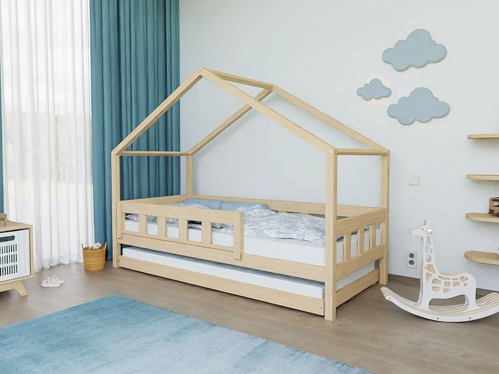 House bed PLOTTY with front panel and front safety rail, unvarnished, 90x200 cm: maker's photo 5