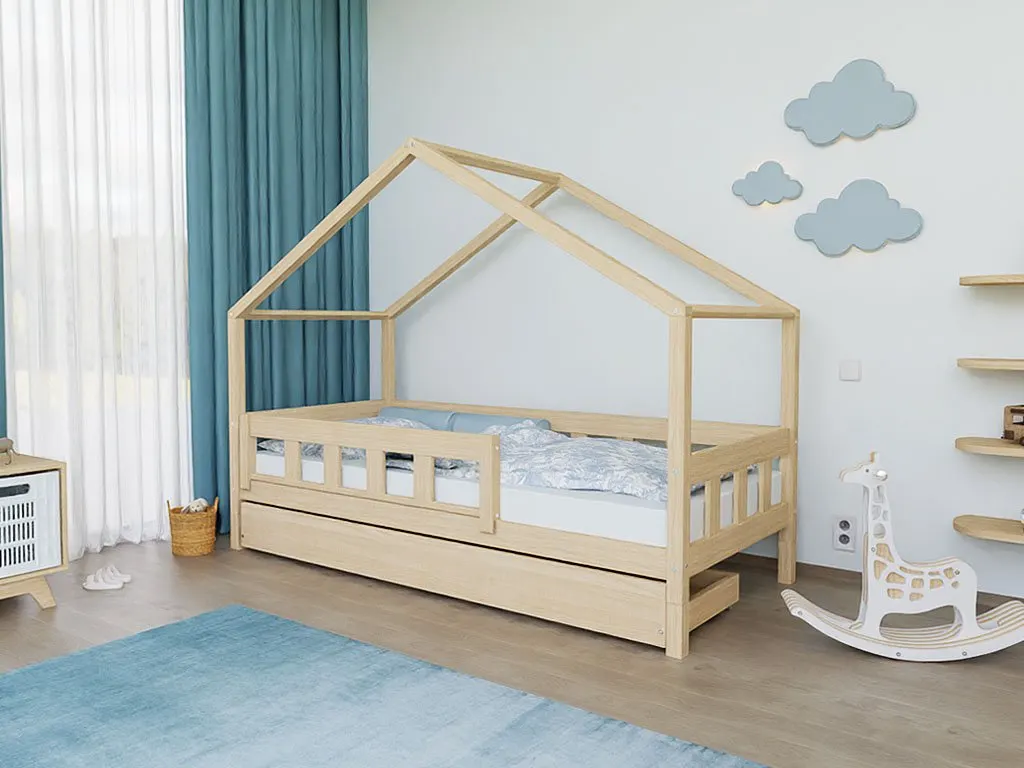 House bed PLOTTY with front panel and front safety rail, unvarnished, 90x200 cm: maker's photo 6