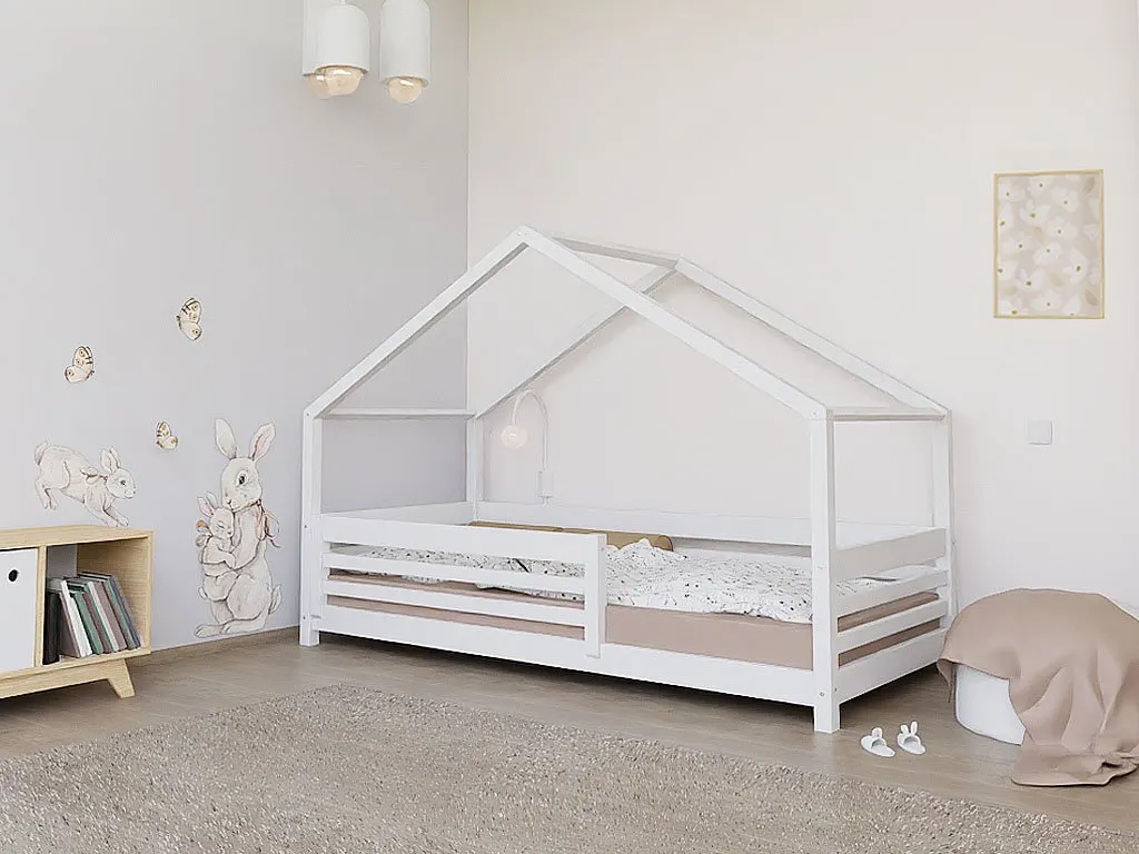 House bed TULY with front panel and front safety rail, unvarnished, 90x200 cm: maker's photo 3