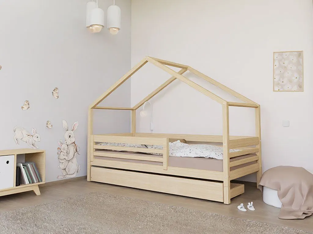 House bed TULY with front panel and front safety rail, unvarnished, 90x200 cm: maker's photo 7