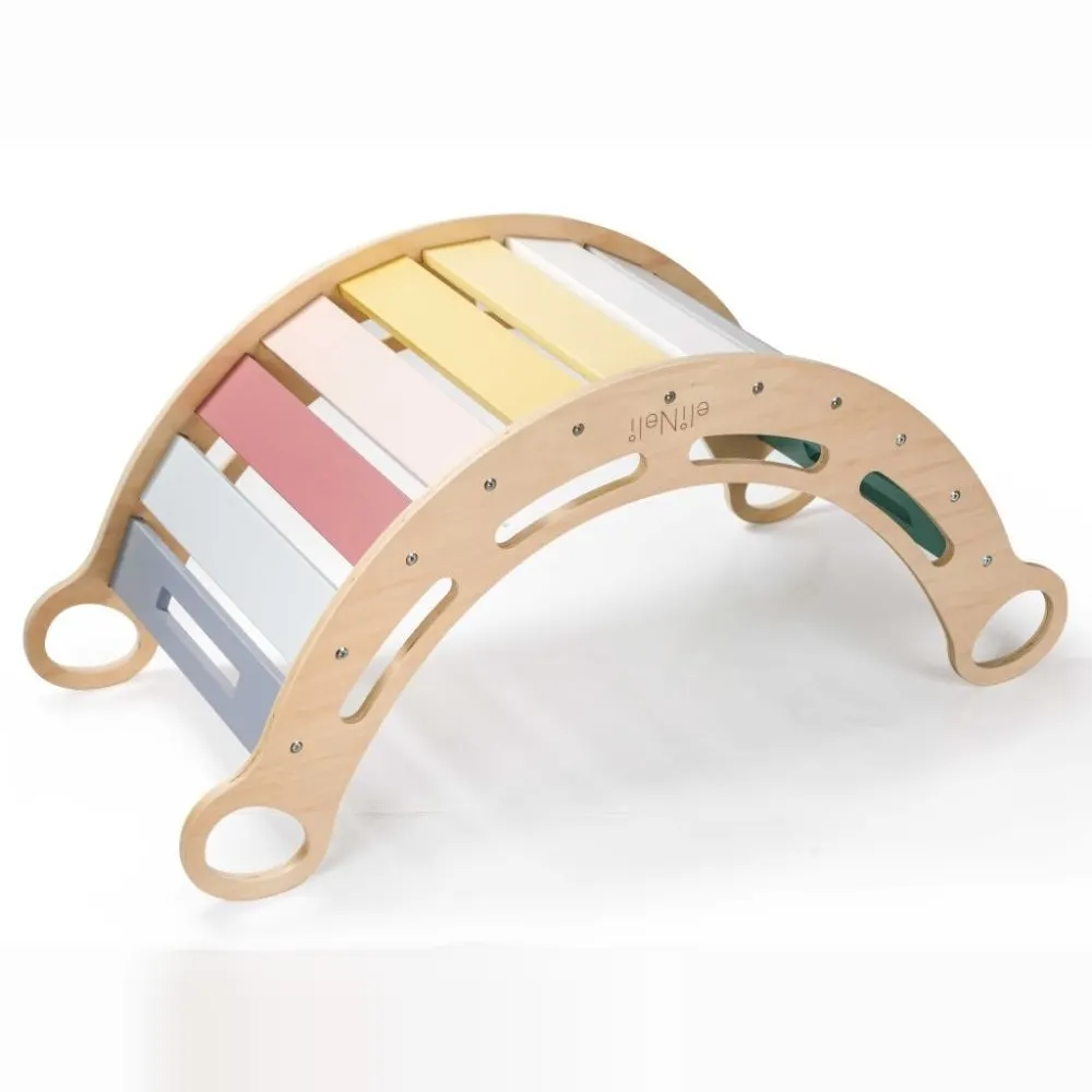Drevená montessori hojdačka 100 cm 6v1 max s doskou a stoličkou, set pastel: fotka výrobcu 2
