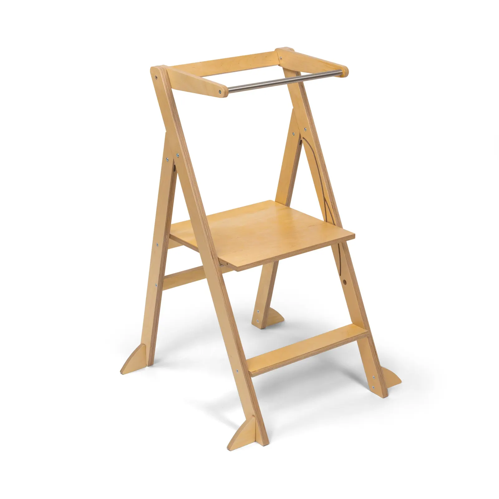 STEP'n'FOLD foldable learning tower with support legs, natural: maker's photo 2