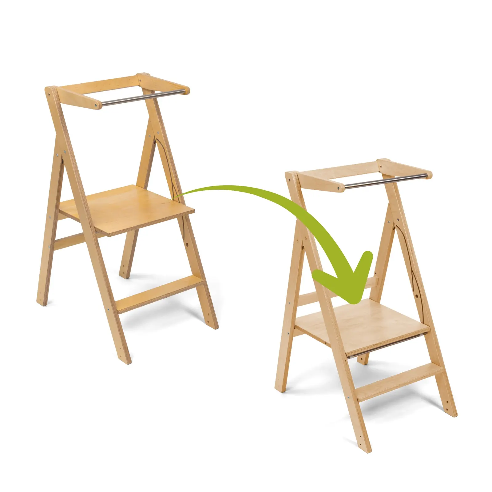 STEP'n'FOLD foldable learning tower with support legs, natural: maker's photo 3