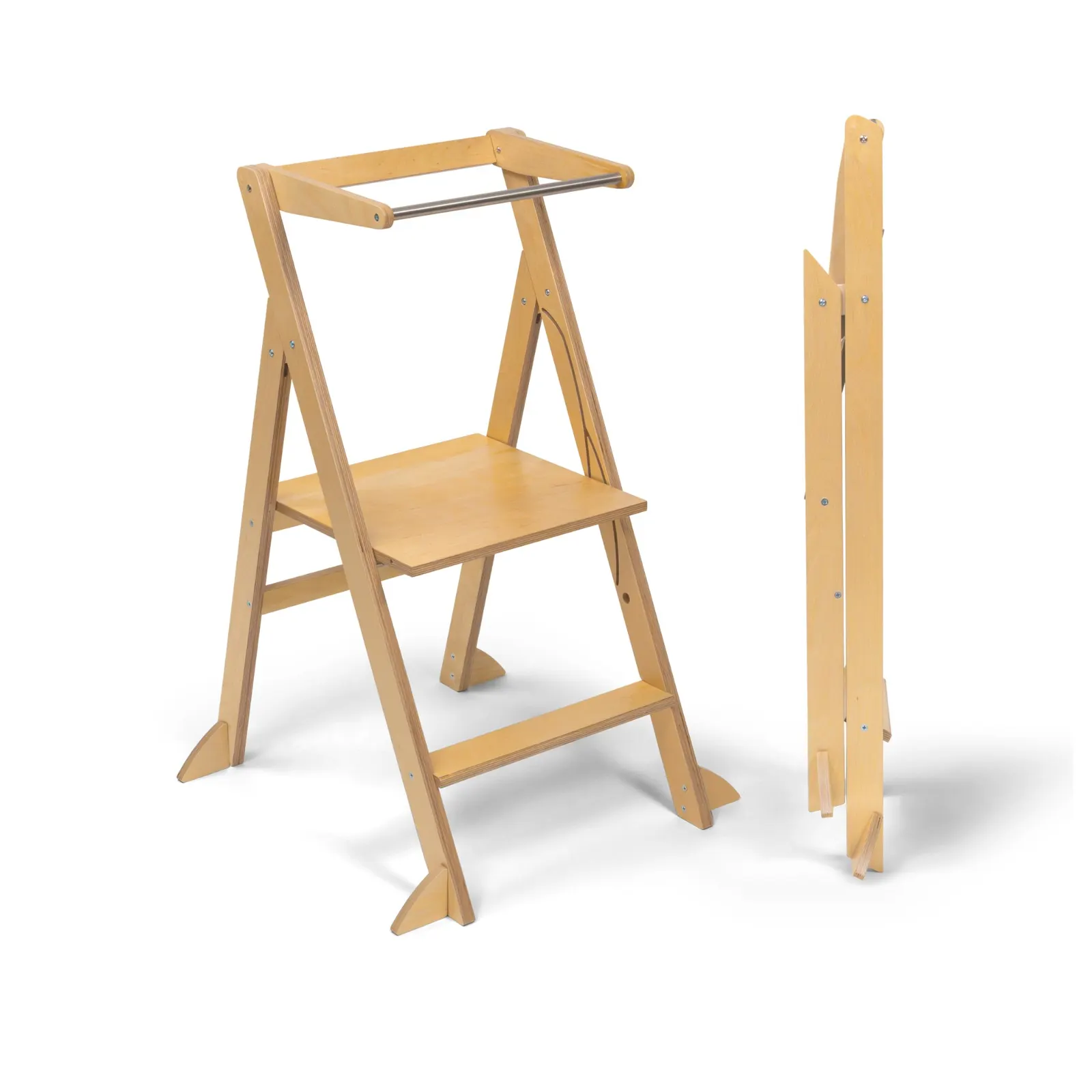 STEP'n'FOLD foldable learning tower with support legs, natural: maker's photo