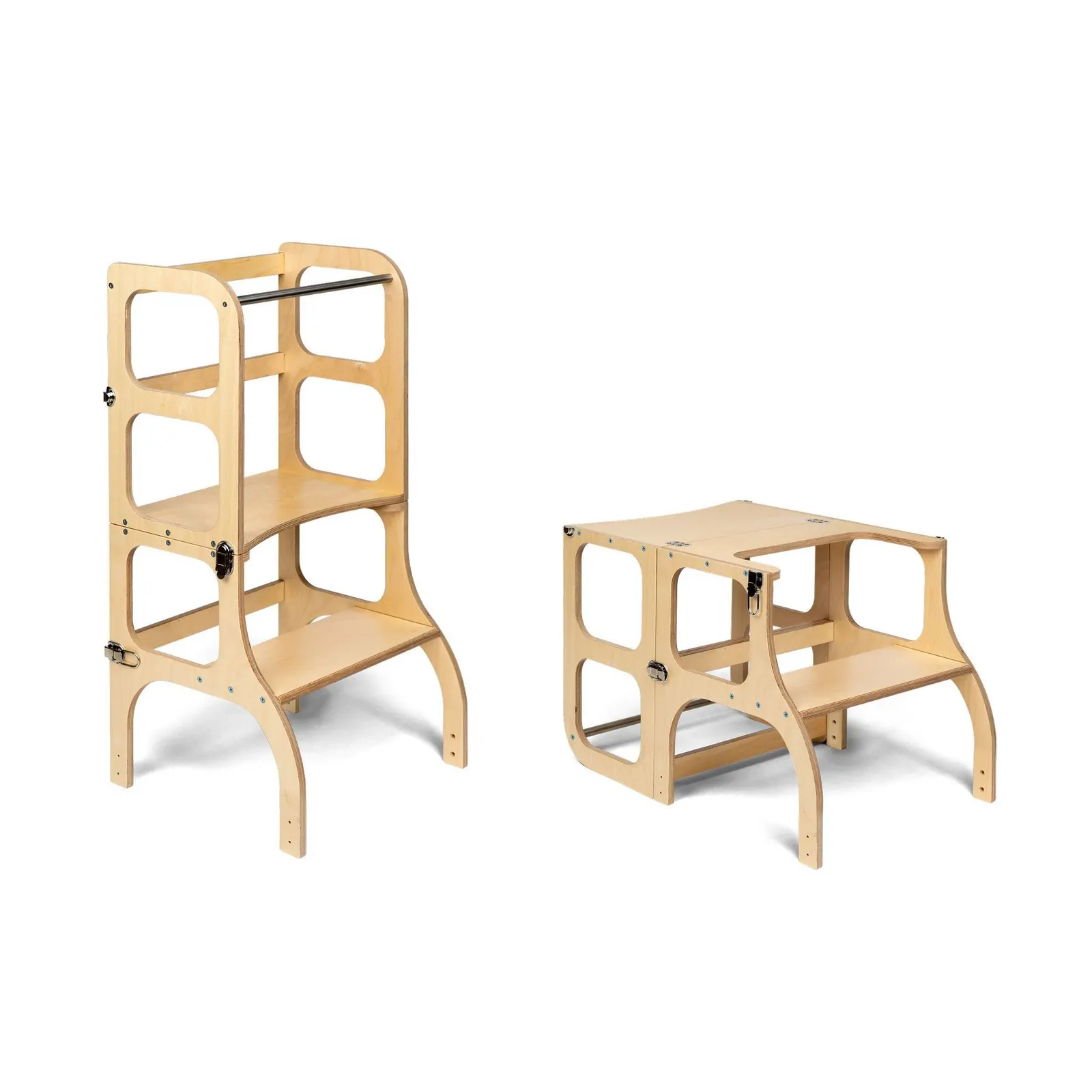 STEP'n'SIT learning tower and table 2-in-1, natural, silver clasps: maker's photo